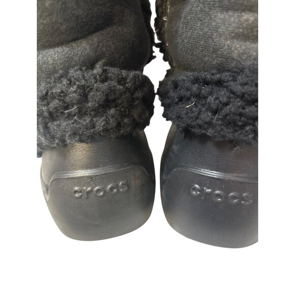 Crocs Black Winter Boots With Faux Fur Lining & Rubber Soles Womens 8 - Picture 7 of 10